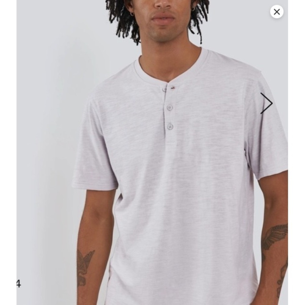 Melrose Place Men's Genesee Slub Tee Henley Short‎ Sleeve Light Gray Large